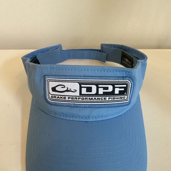 Drake DPF Fishing Logo Visor Carolina Blue Cotton Twill Low Profile Hat Cap - Picture 2 of 5